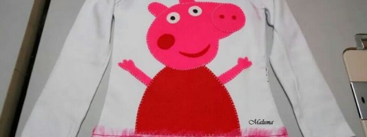 Inspiração – Camiseta da Peppa Pig com aplique em feltro